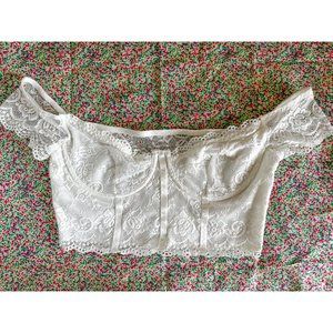 White Lace Cropped Corset Top